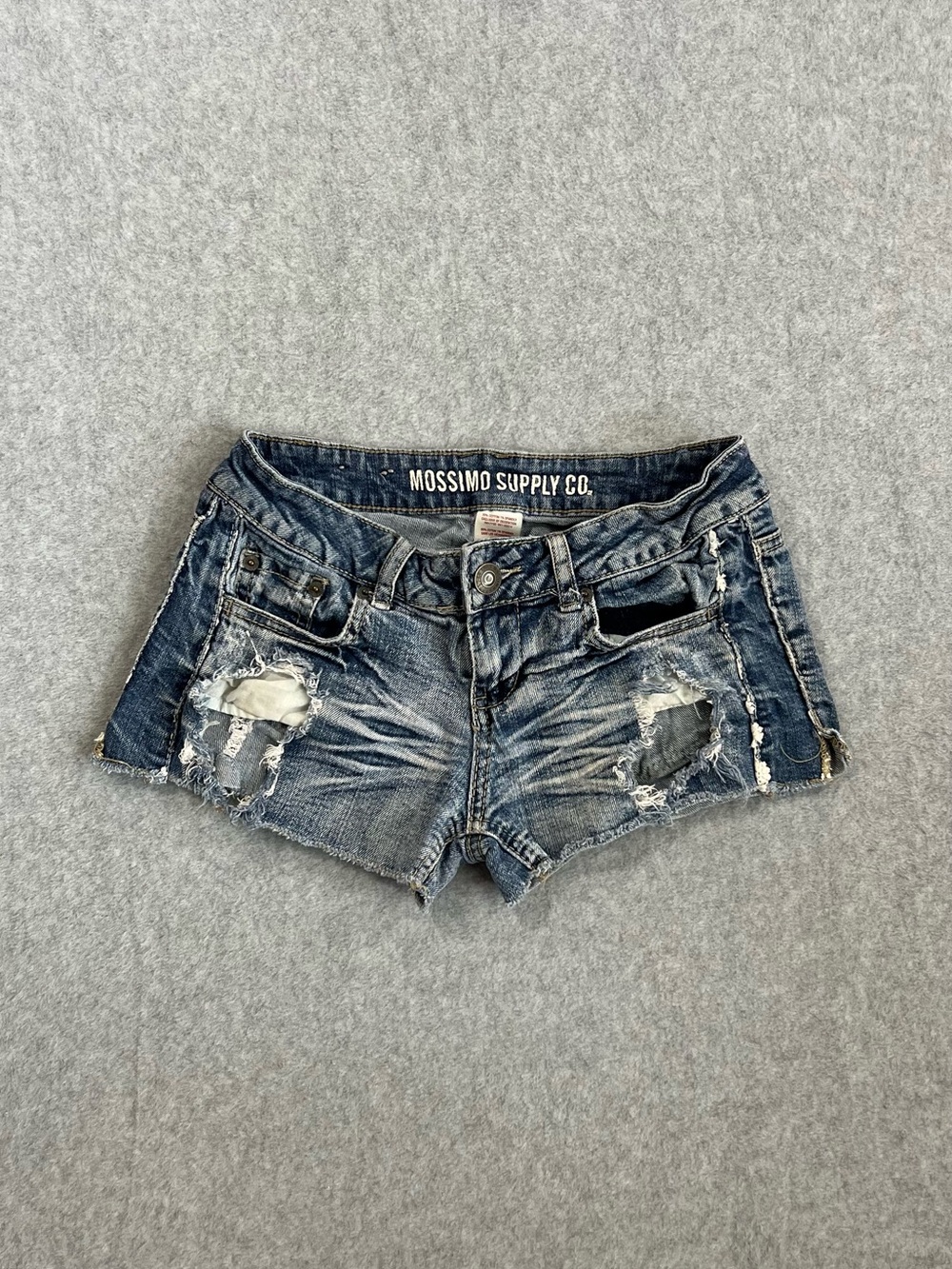 Mossimo Supply Co. Low Rise Distressed Denim Ripped Cut Off Mini Shorts Size 3